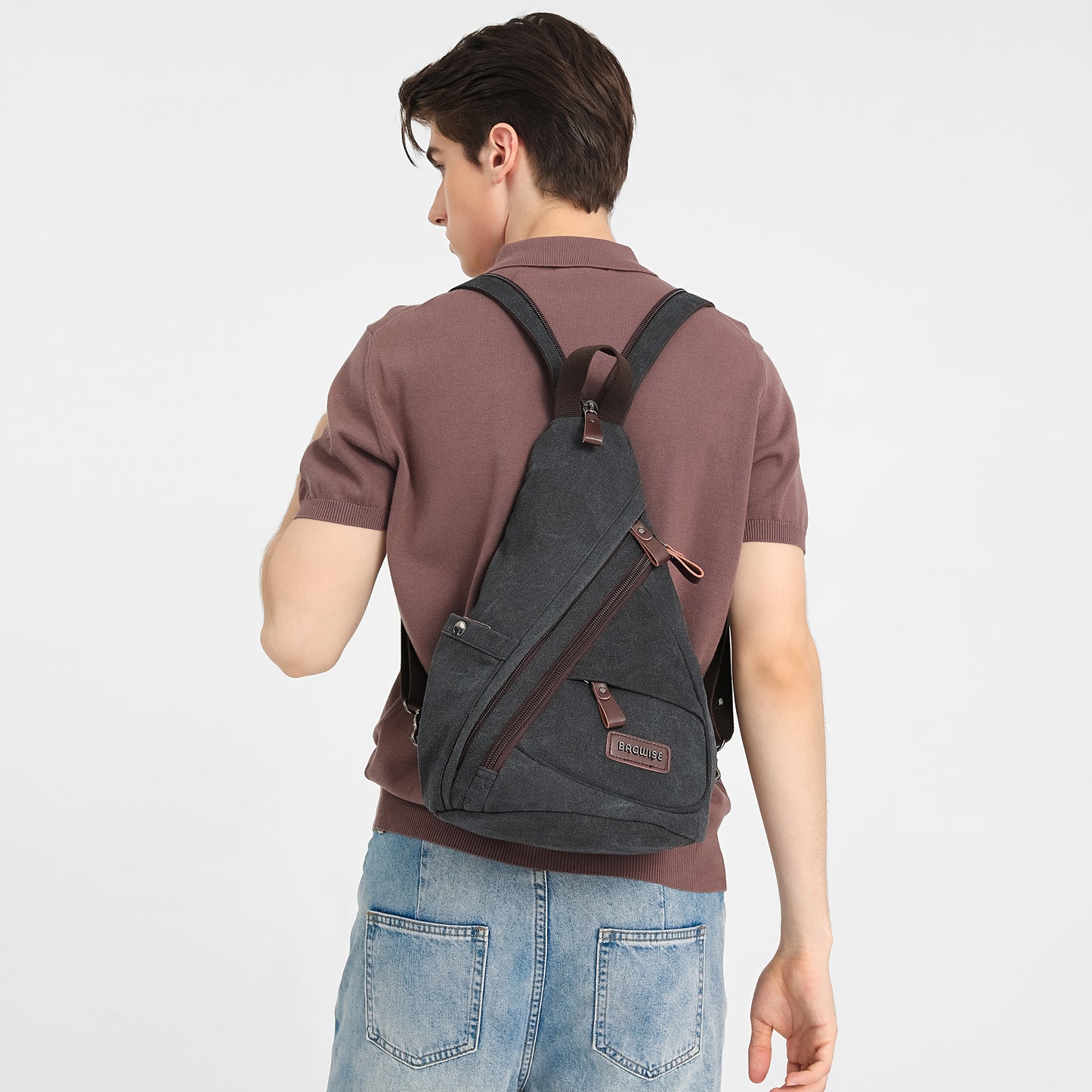 BAGWISE Canvas Sling Bag Backpack - 1276 - Black