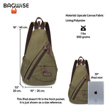 Canvas Sling Backpack – Water Repellent Vegan Leather Anti-Theft Unisex Dark Green