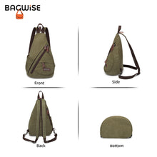 Canvas Sling Backpack – Water Repellent Vegan Leather Anti-Theft Unisex Dark Green