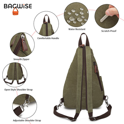 BAGWISE Canvas Sling Bag Backpack - 1276 - Dark Green