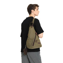 Canvas Sling Backpack – Water Repellent Vegan Leather Anti-Theft Unisex Dark Green