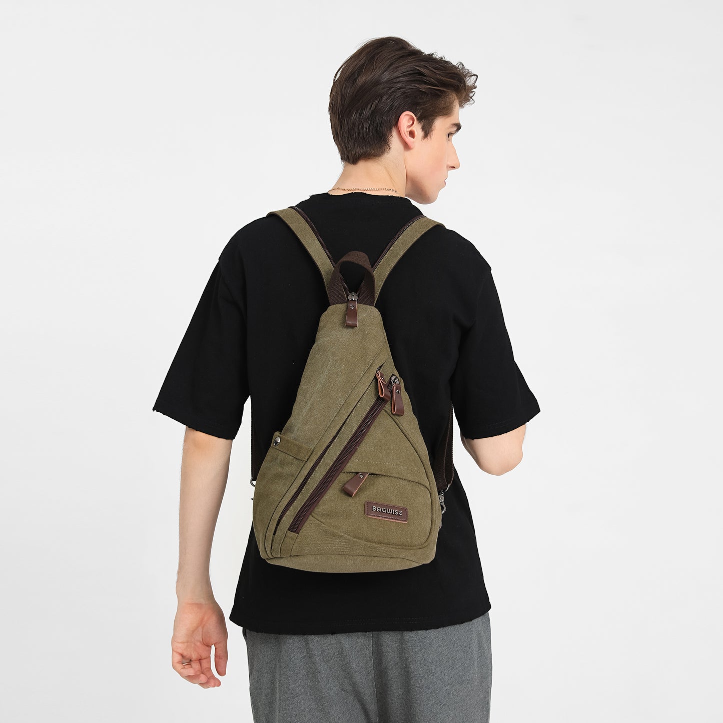 BAGWISE Canvas Sling Bag Backpack - 1276 - Dark Green