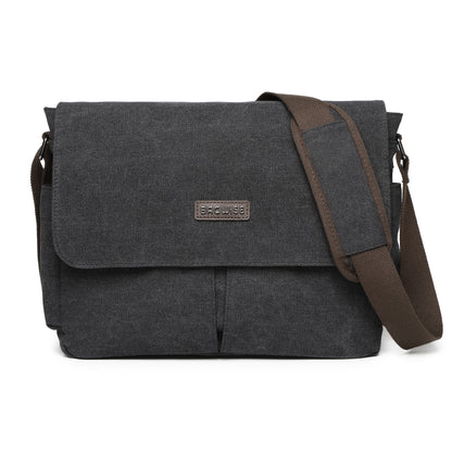 BAGWISE Canvas Crossbody Messenger Laptop Bag - 1305 - Black