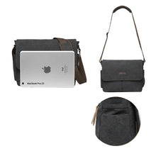 Canvas Crossbody Messenger Bag – Laptop Shoulder Bag Black