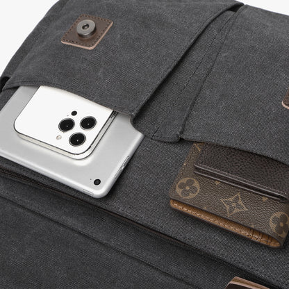 BAGWISE Canvas Crossbody Messenger Laptop Bag - 1305 - Black