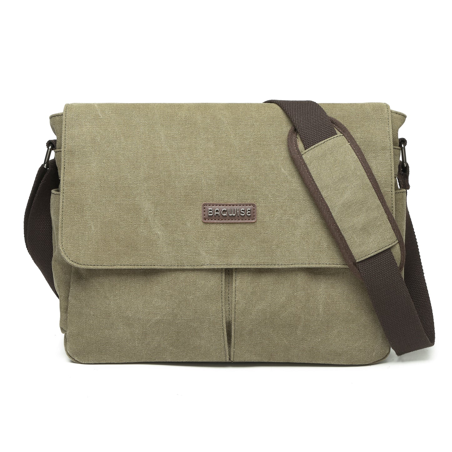 BAGWISE Canvas Crossbody Messenger Laptop Bag - 1305 - Army Green