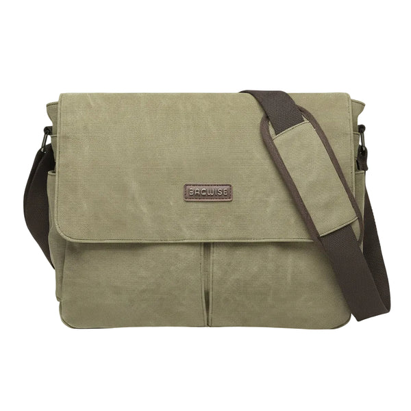 Canvas Crossbody Messenger Bag – Laptop Shoulder Bag Army Green