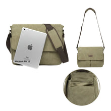 Canvas Crossbody Messenger Bag – Laptop Shoulder Bag Army Green