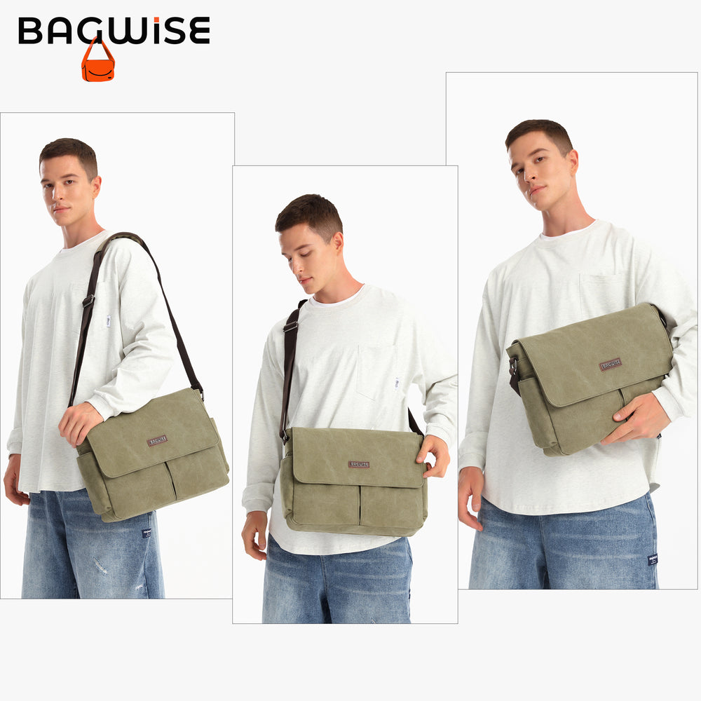 Canvas Crossbody Messenger Bag – Laptop Shoulder Bag Black