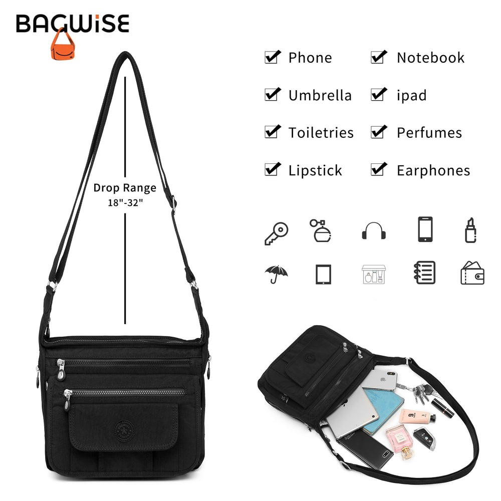 Crinkle Nylon Crossbody Shoulder Bag – Lightweight Water Repellent Unisex Sling Bag
