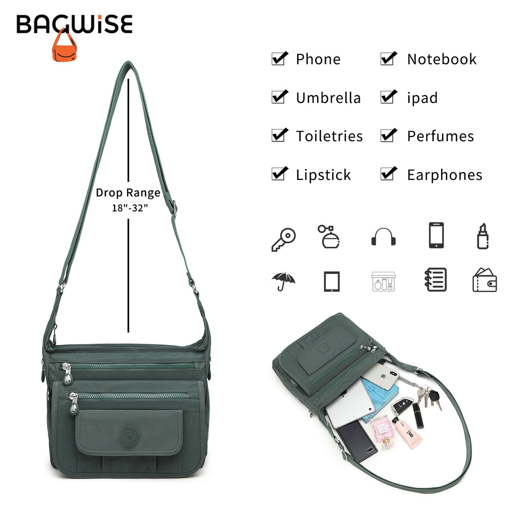 Crinkle Nylon Crossbody Shoulder Bag – Lightweight Water Repellent Unisex Sling Bag