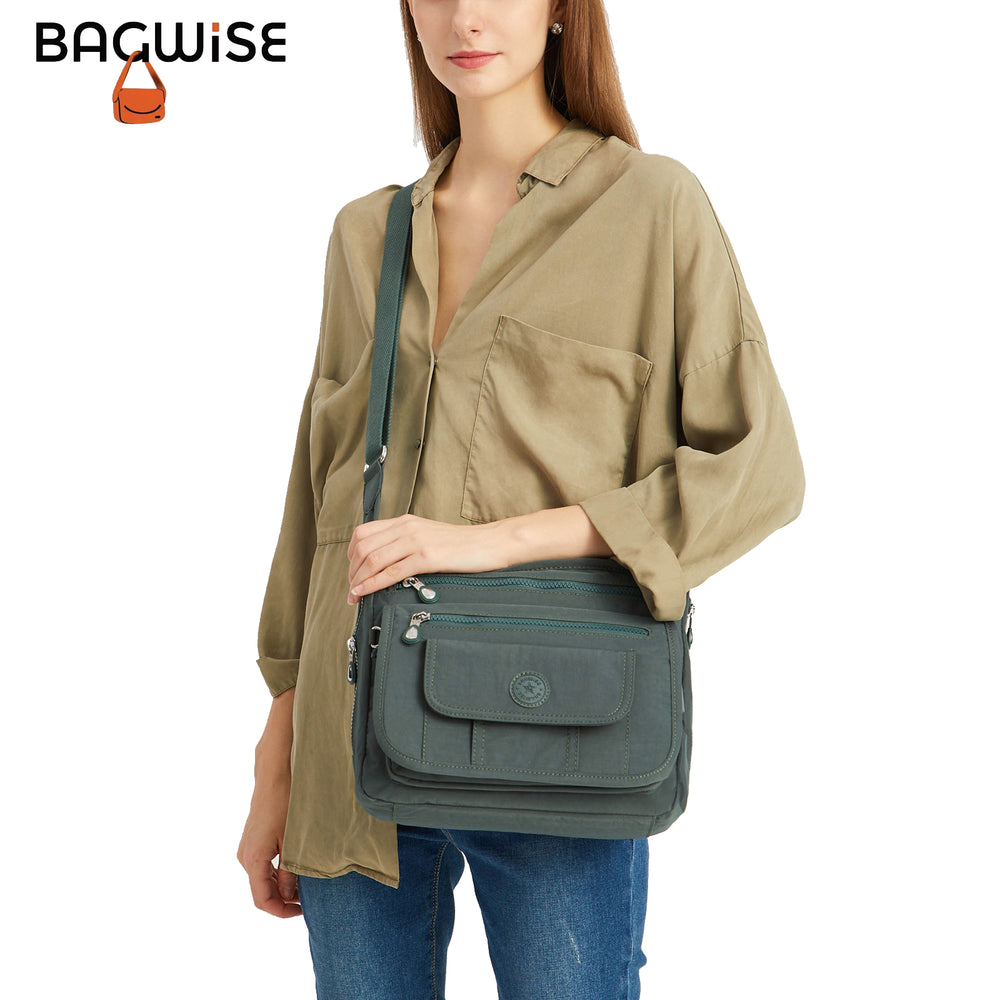 Crinkle Nylon Crossbody Shoulder Bag – Lightweight Water Repellent Unisex Sling Bag