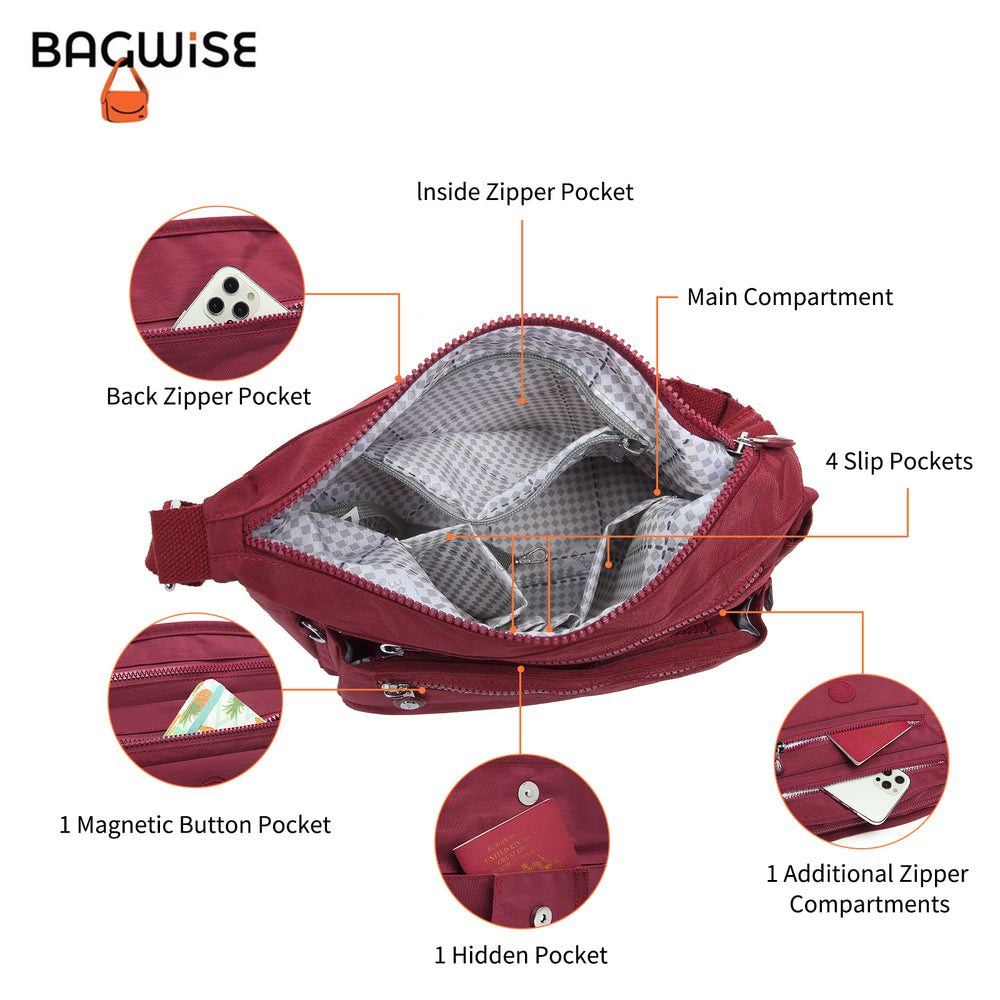 Crinkle Nylon Crossbody Shoulder Bag – Lightweight Water Repellent Unisex Sling Bag