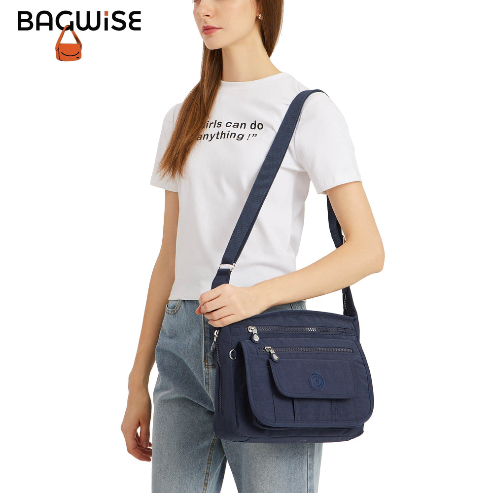 Crinkle Nylon Crossbody Shoulder Bag – Lightweight Water Repellent Unisex Sling Bag