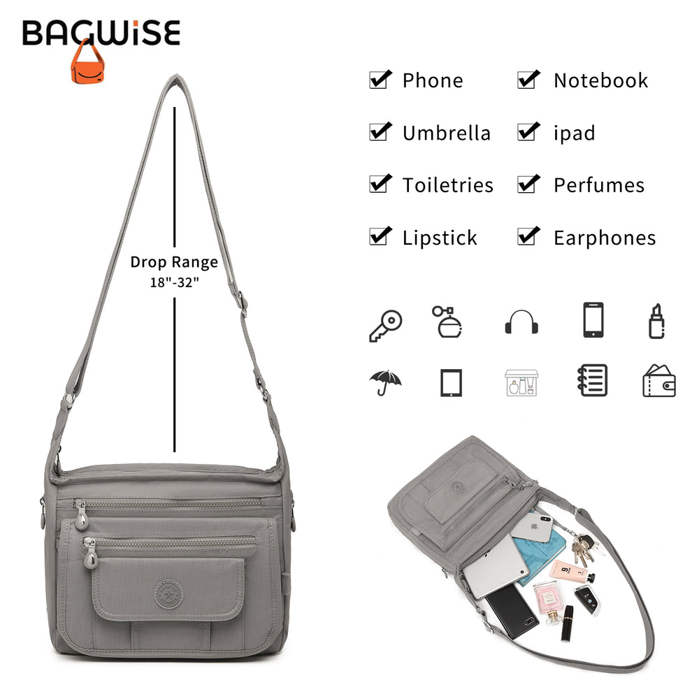 Crinkle Nylon Crossbody Shoulder Bag – Lightweight Water Repellent Unisex Sling Bag
