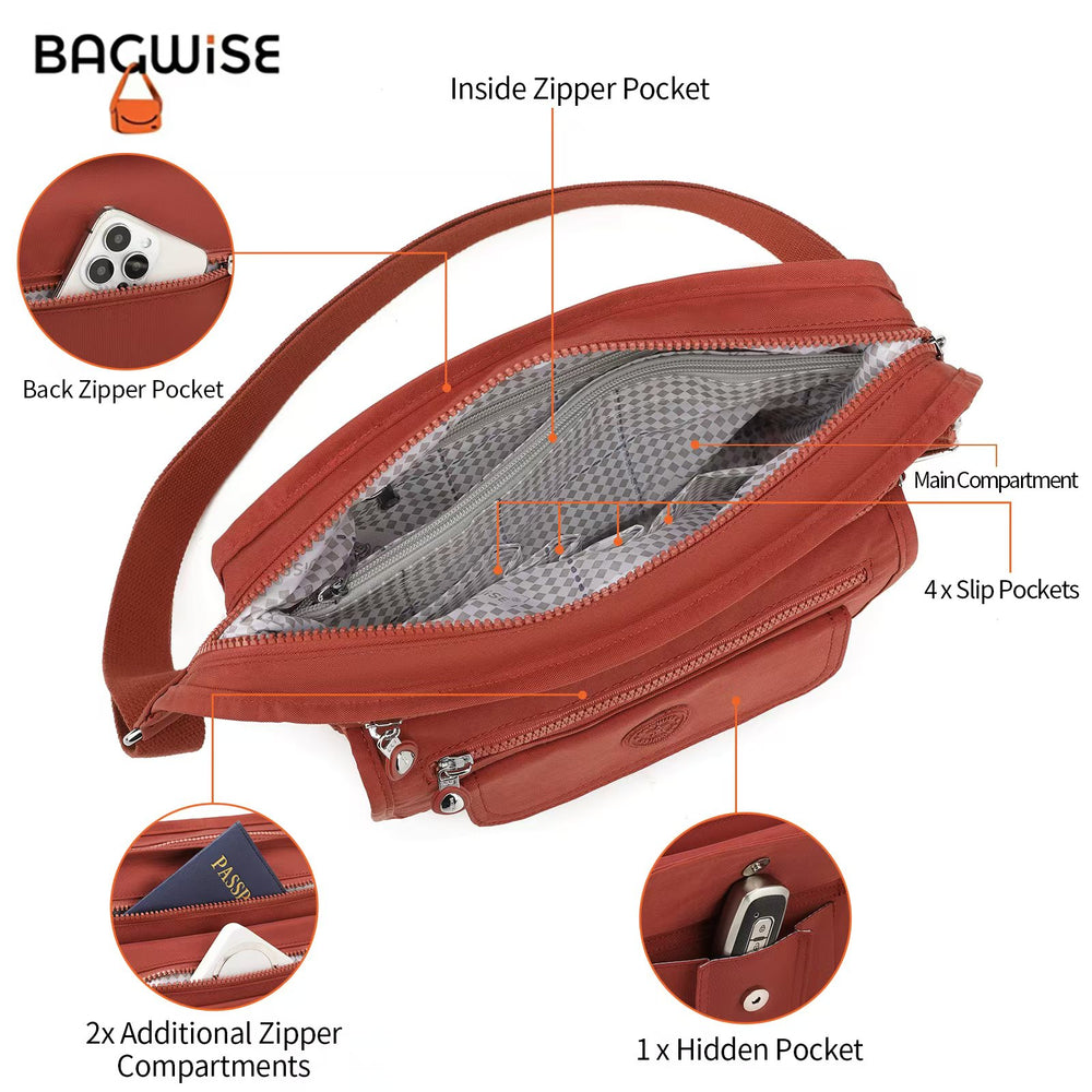 Crinkle Nylon Crossbody Shoulder Bag – Lightweight Water Repellent Unisex Sling Bag