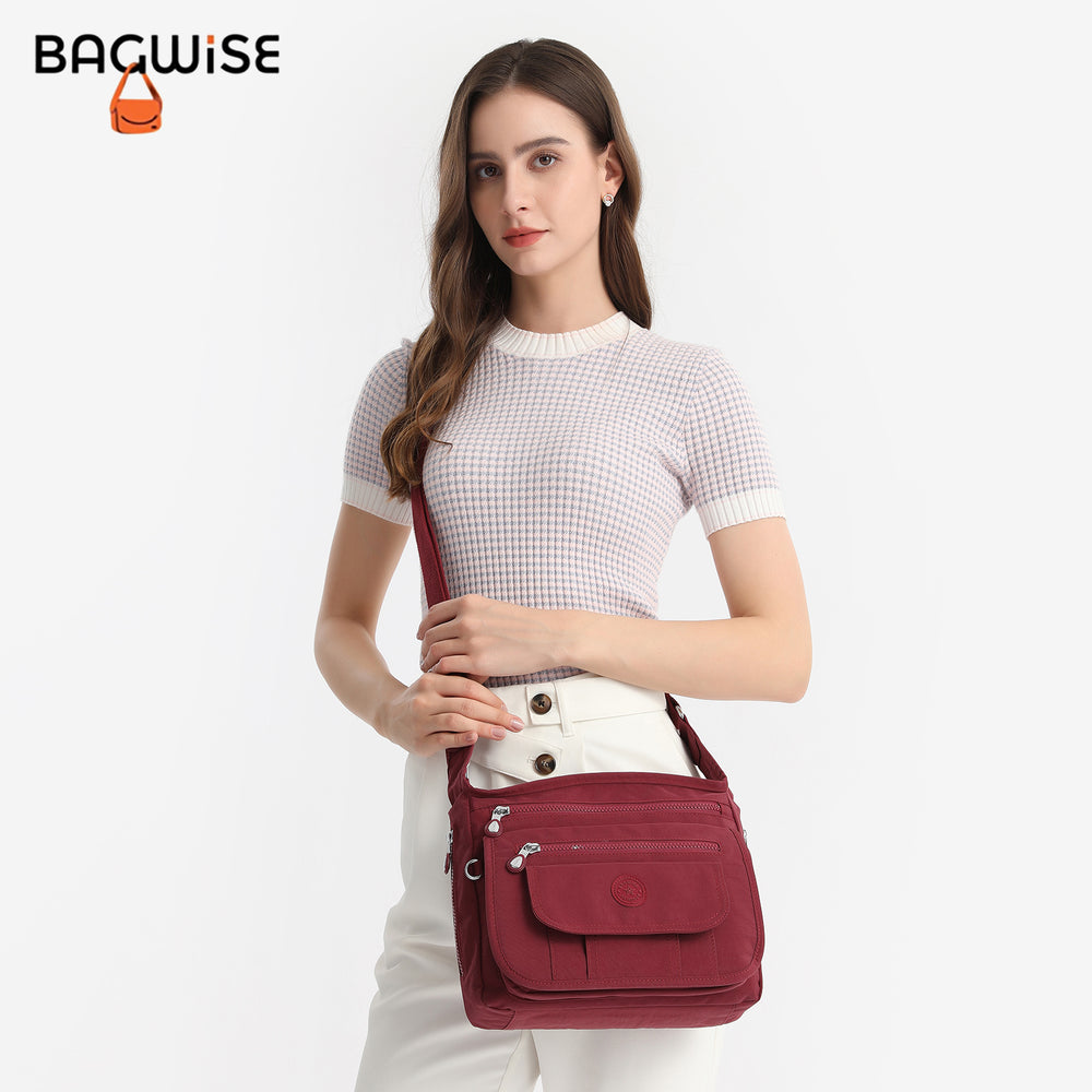 Crinkle Nylon Crossbody Shoulder Bag – Lightweight Water Repellent Unisex Sling Bag