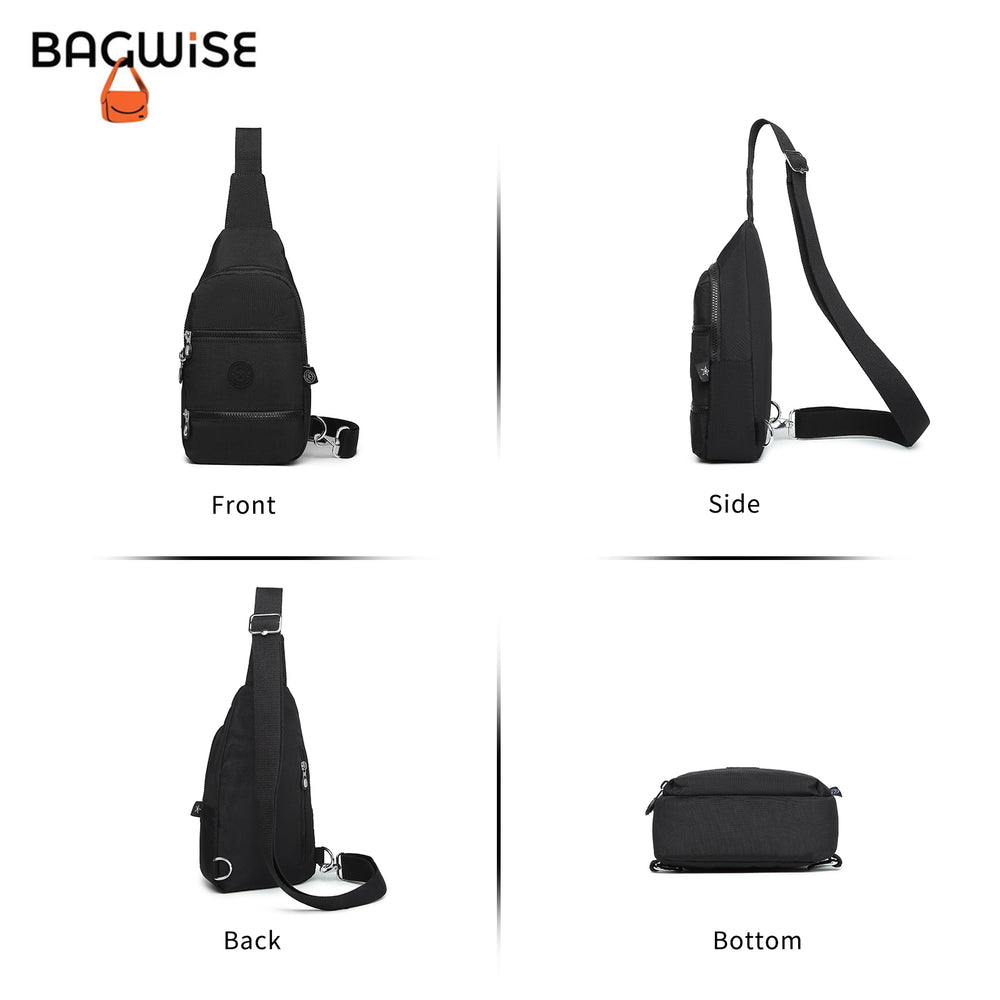 Crinkle Nylon Crossbody Sling Bag – Water Repellent Anti-Theft Unisex Shoulder Bag Black