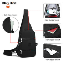 Crinkle Nylon Crossbody Sling Bag – Water Repellent Anti-Theft Unisex Shoulder Bag Black