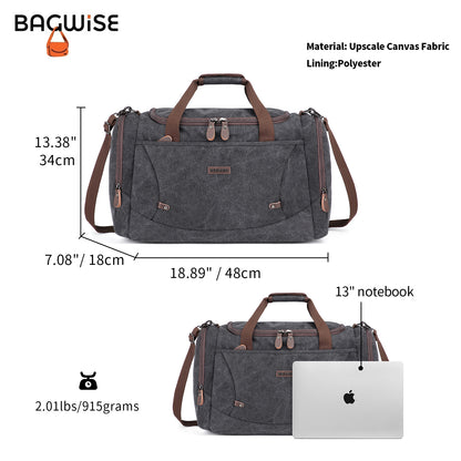 Canvas Duffle Bag for Travel Water Repellent Sport Gym Bag for Men Women 1320 Black