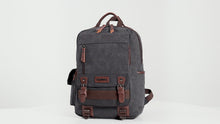 Canvas Laptop Backpack 1270 – Water Repellent Vegan Leather, Unisex – Black